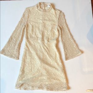 Beautiful Lace Collar Dress with Bell Sleeve